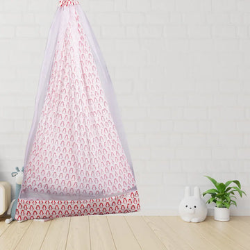 Safe Sleep Premium Cotton Cradle with Mosquito Net-Pink Penguin