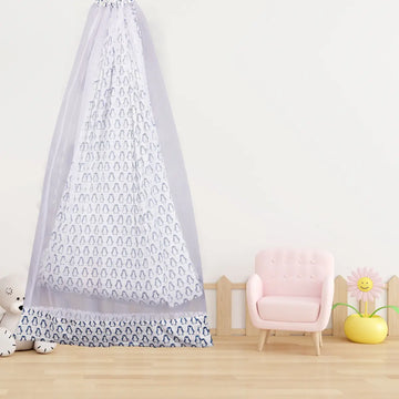 Safe Sleep Premium Cotton Cradle with Mosquito Net –Blue Penguin