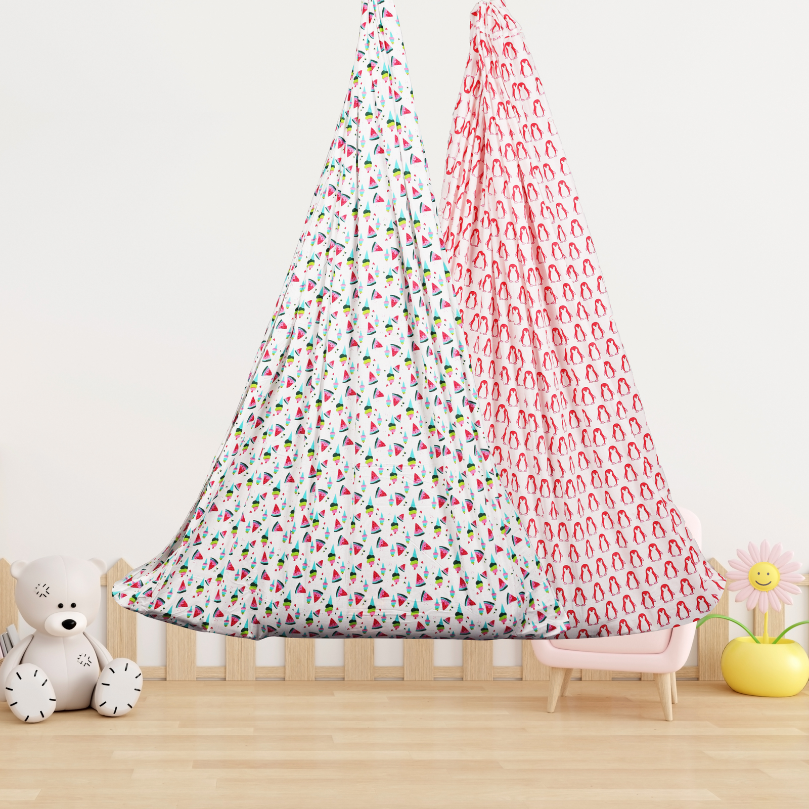 Watermelon & Pink Penguin Cradle combo