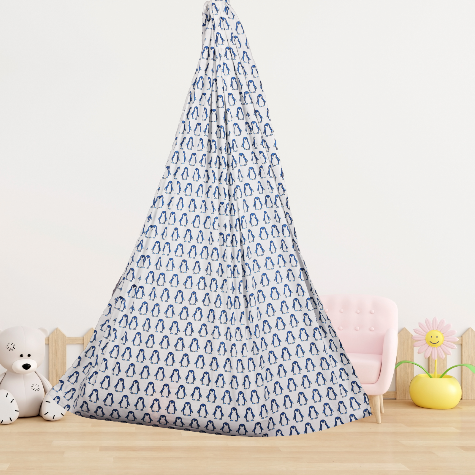 Blue Penguin Cradle with Window Hanger Set