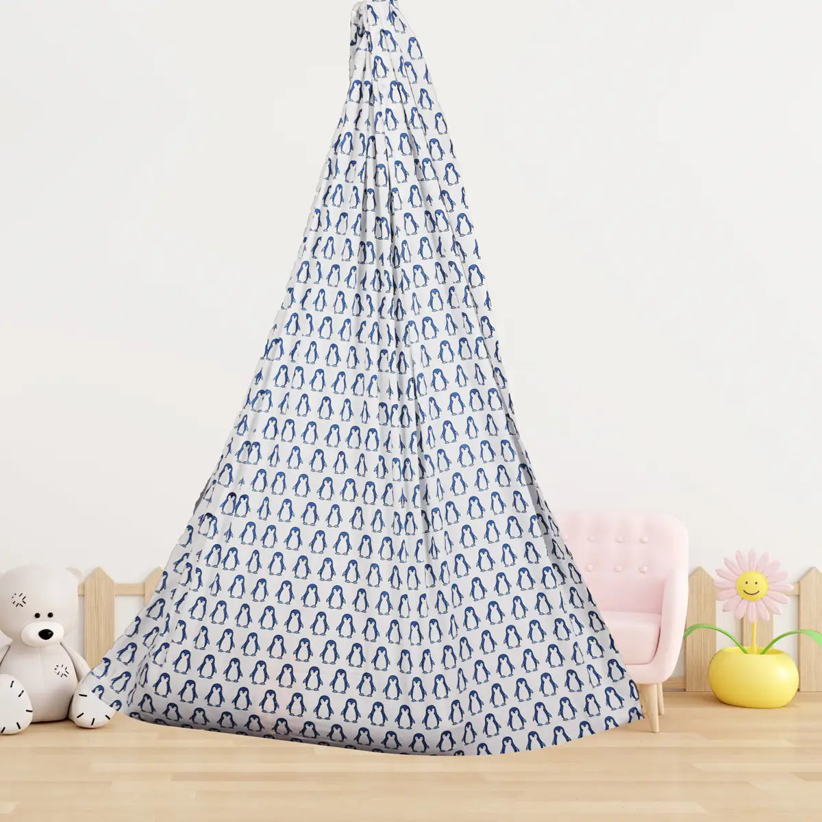 Blue Penguin Cradle with & Wall Hanger Set