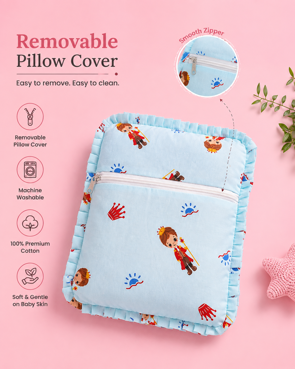 Head Shaping Mustard Pillow- Blue Prince