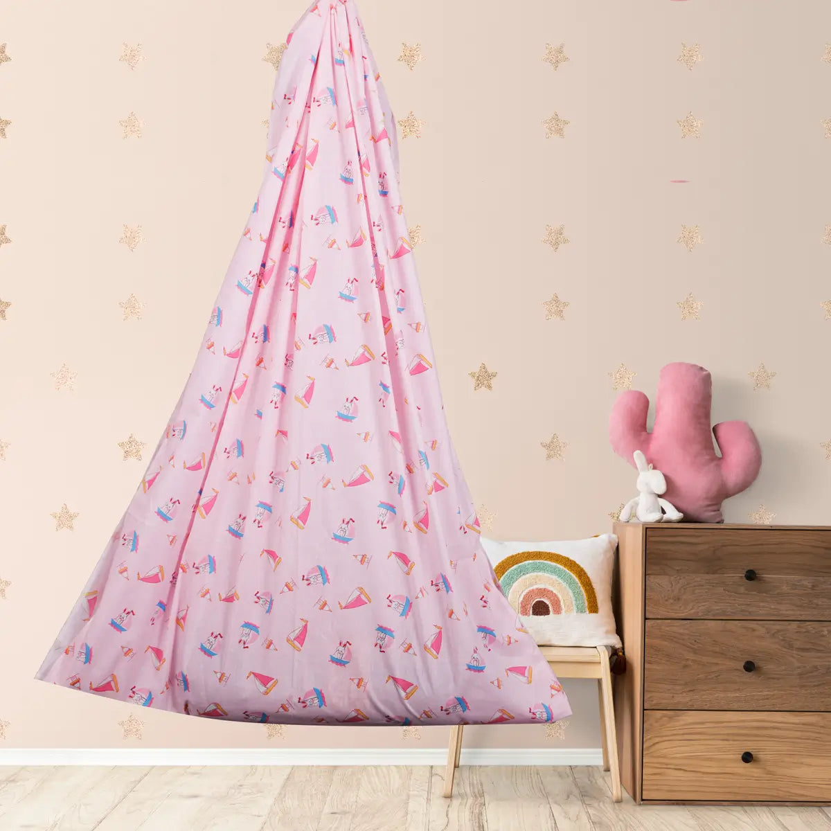 Pink Rabbit Cradle with & Wall Hanger Set