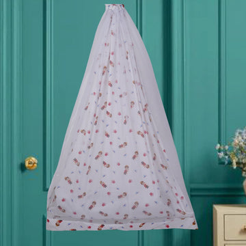 Safe Sleep Premium Cotton Cradle with Mosquito Net- White Little Prince