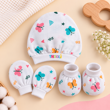Cap Mitten Booties- Butterfly