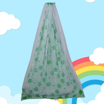 Safe Sleep Premium Cotton Cradle with Mosquito Net- Green Bunny