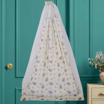 Safe Sleep Premium Cotton Cradle with Mosquito Net- Yellow Fairy Princess