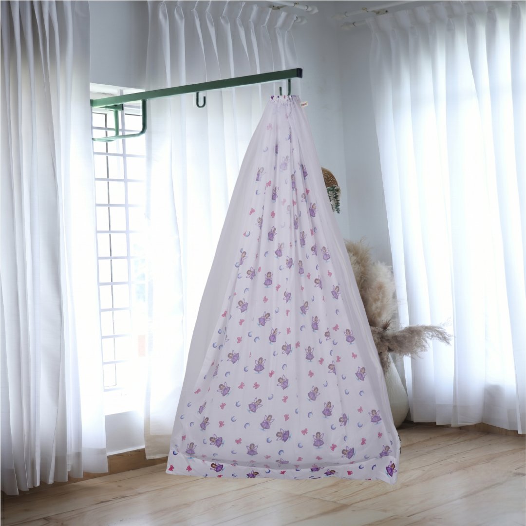 White Fairy Princess Cradle with Net and Window Hanger Set