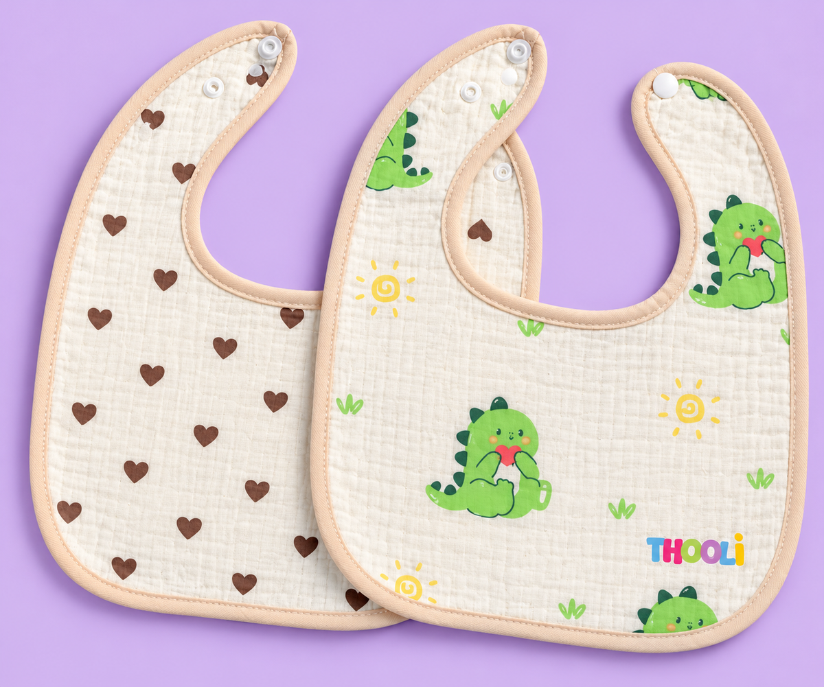 Bibs- Dino Heart ( Pack of 2)