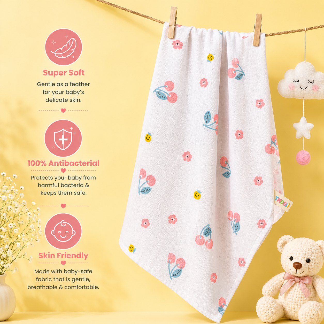 Premium Muslin Swaddle - Cherry Blossom