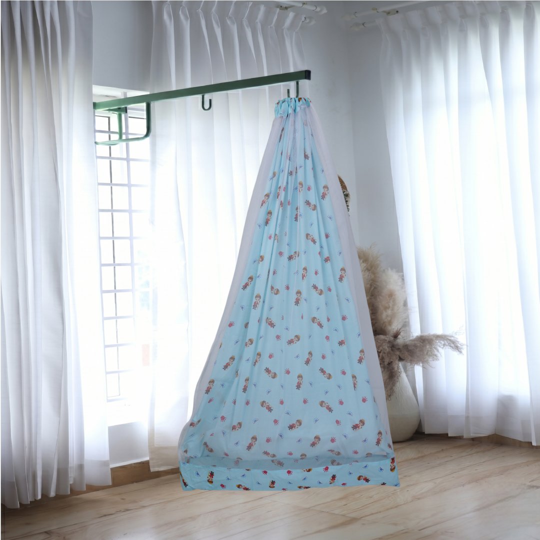 Blue Royal Prince Cradle with Net and Window Hanger Set