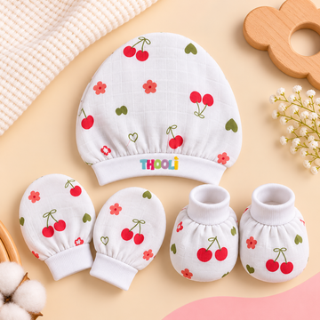 Cap Mitten Booties- Cherry Blossom