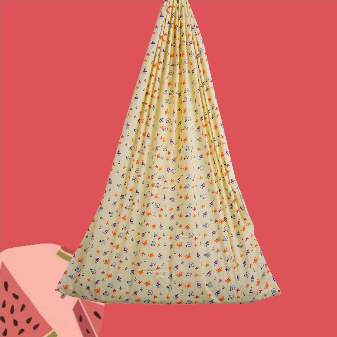 Safe Sleep Premium Cotton Cradle with Mosquito Net- Yellow Sea