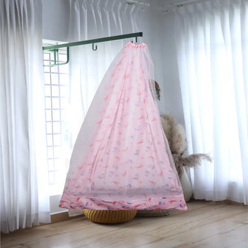 Pink Rabbit Cradle with Net Window Hanger Set