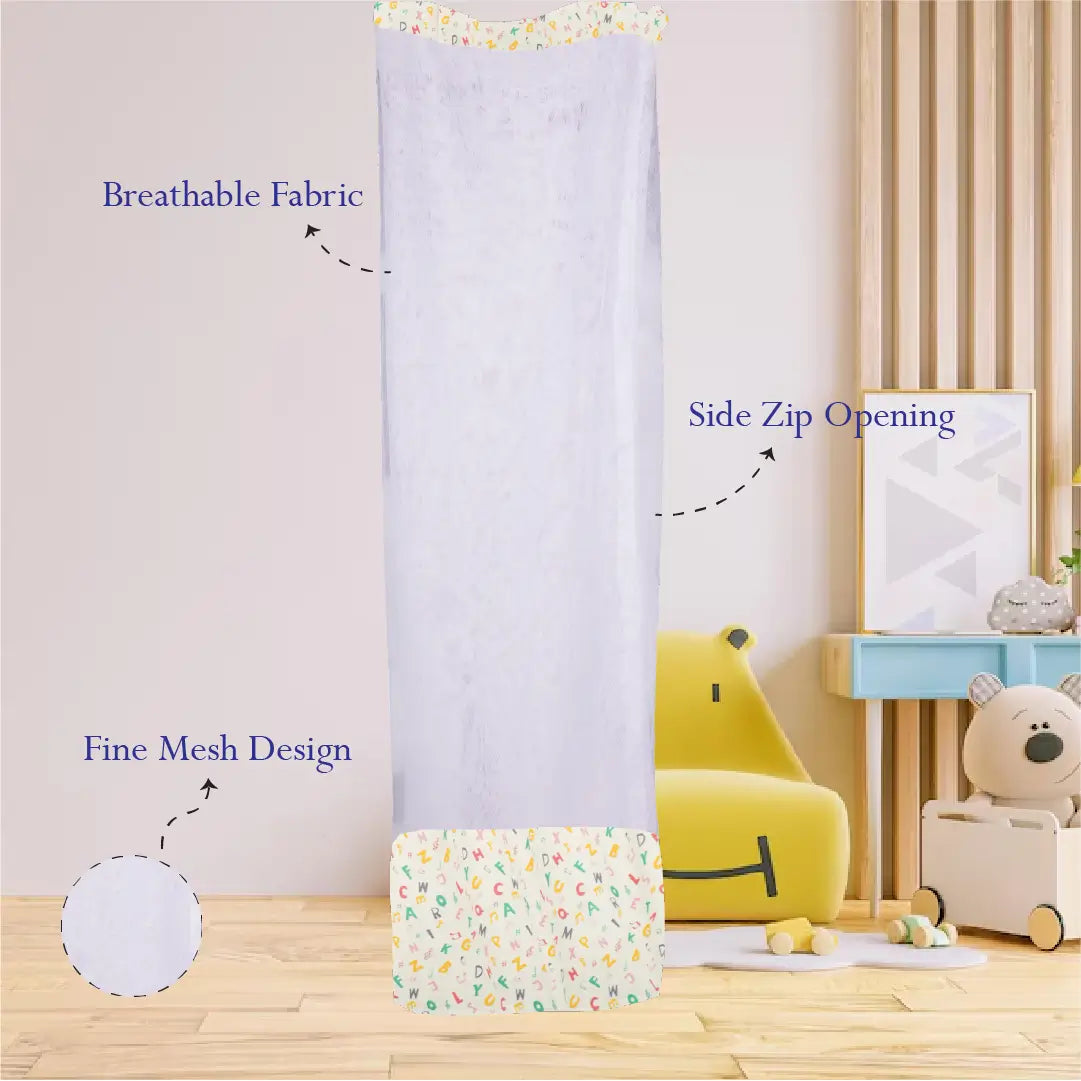 White Alphabet Mosquito Net