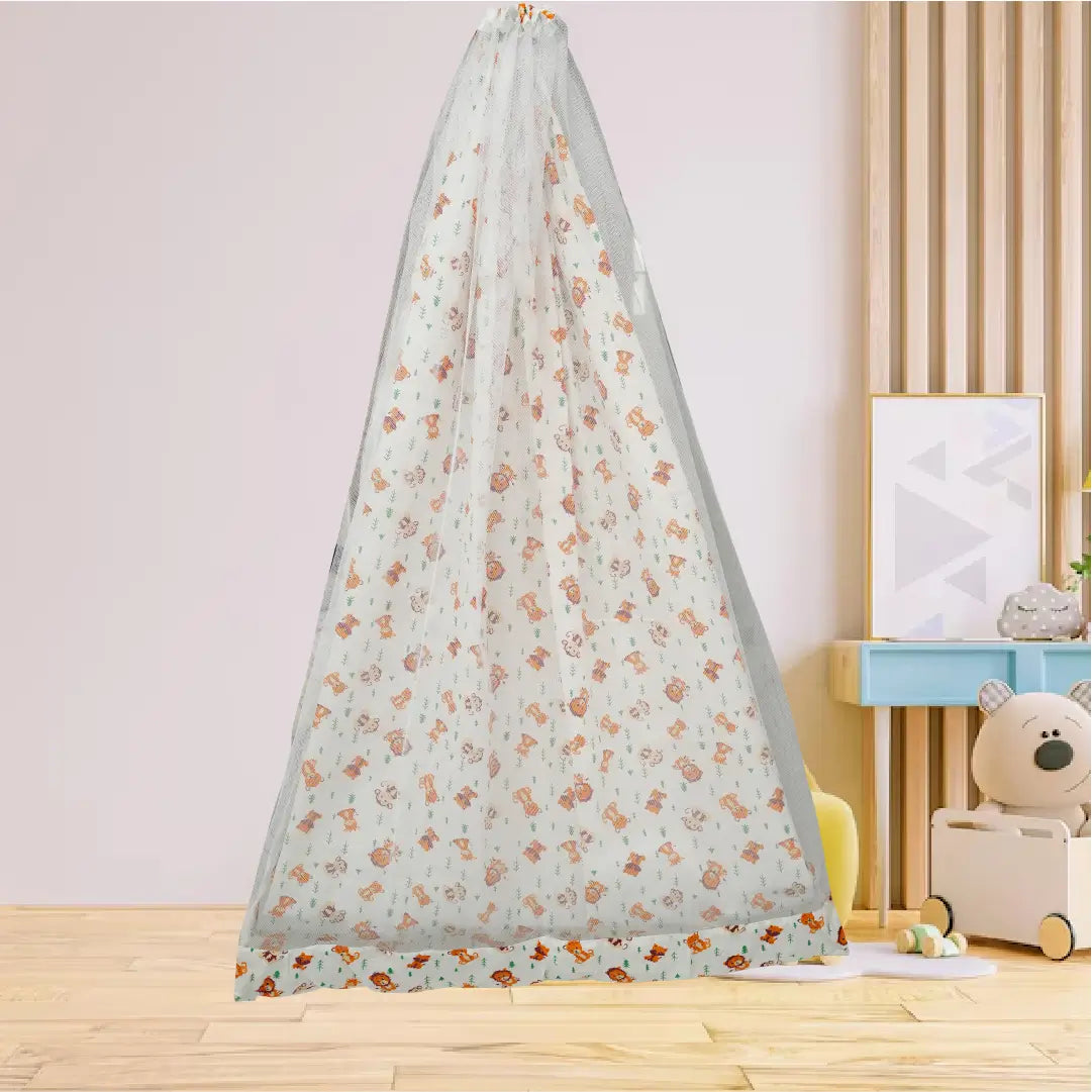 White Baby Jungle Cradle with Net & Wall Hanger Set