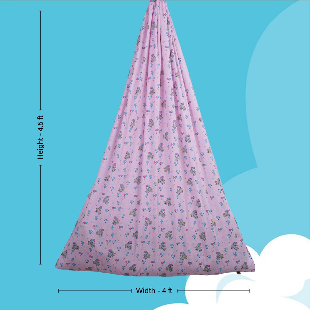 Pink Baby Elephant Cradle with & Wall Hanger Set