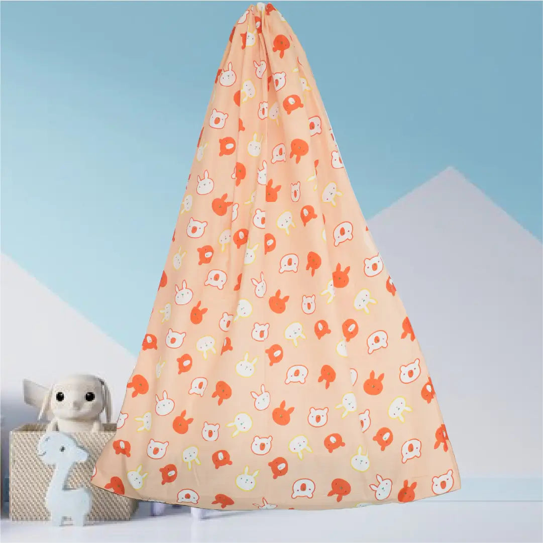 Peach Bunny Cradle with  Net & Wall Hanger Set