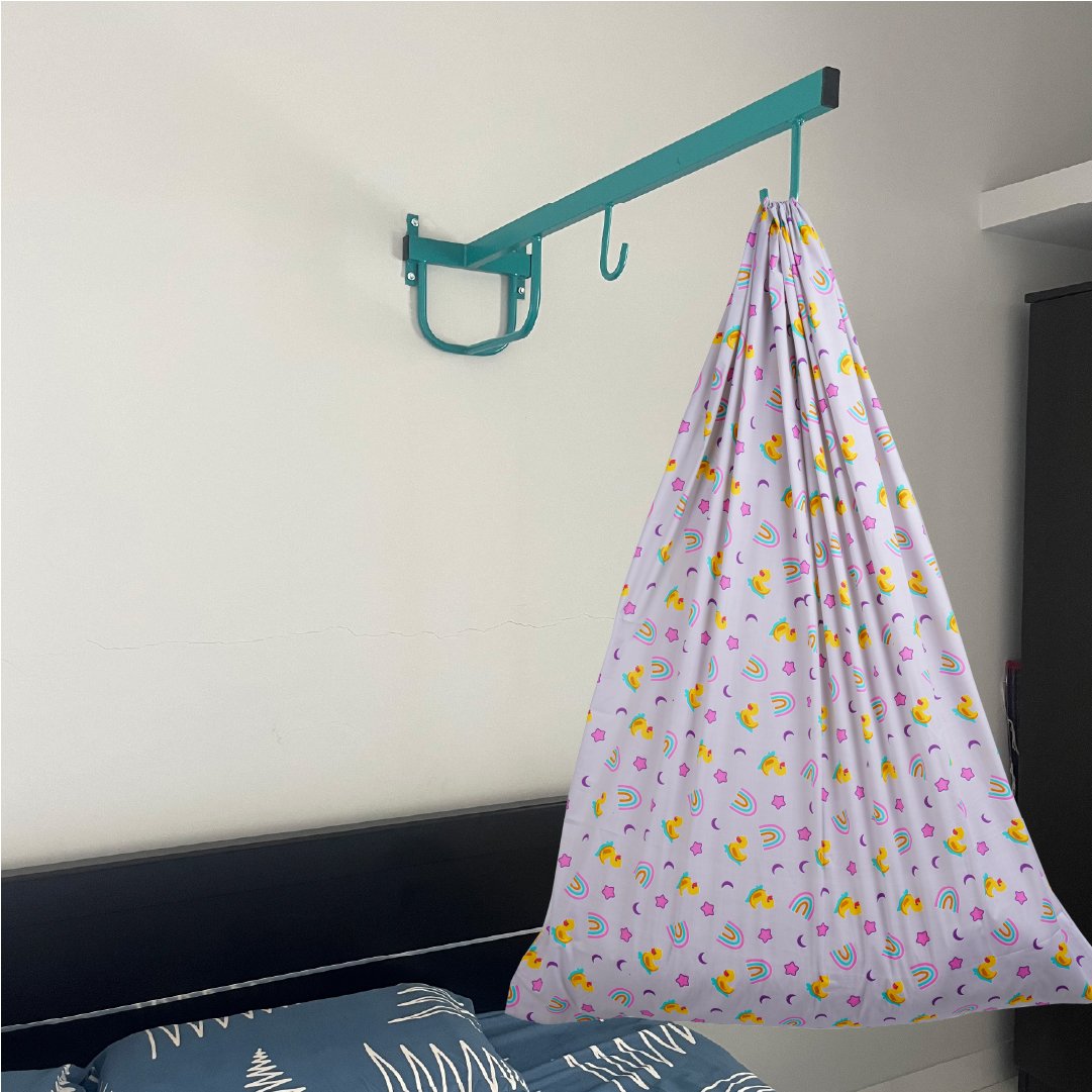 Grey Baby Duck & Rainbow Cradle with & Wall Hanger Set