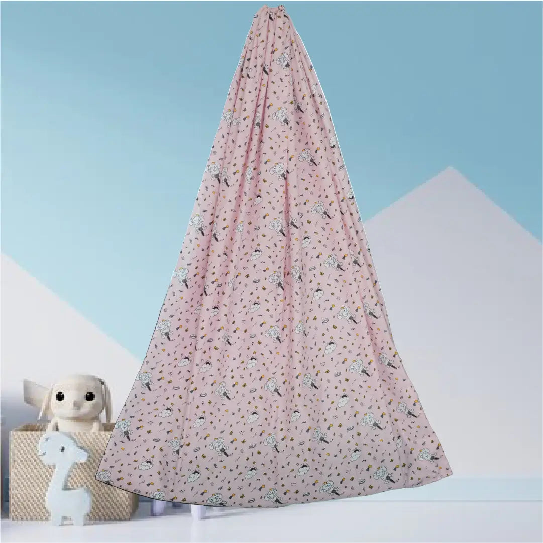 Pink Elephant & Cloud Cradle with Net & Wall Hanger Set