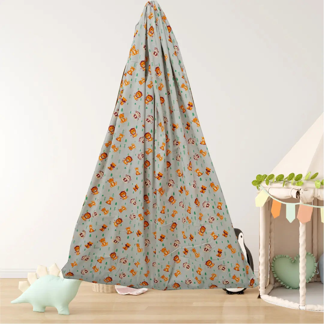 Grey Baby Jungle Cradle with Net & Wall Hanger Set