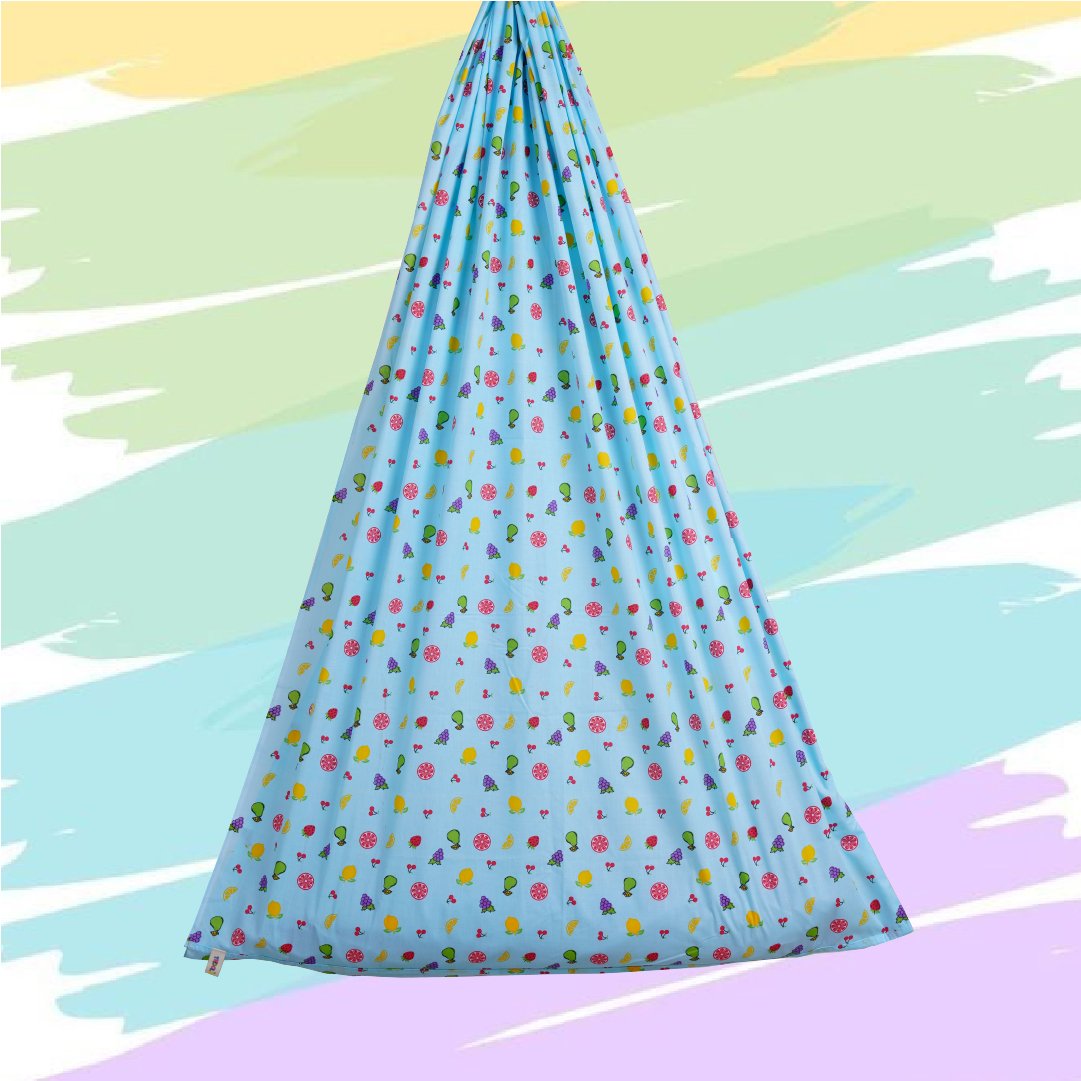 Safe Sleep Premium Cotton Cradle with Mosquito Net- Blue Fruity