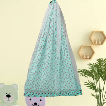 Safe Sleep Premium Cotton Cradle with Mosquito Net-Green Watermelon