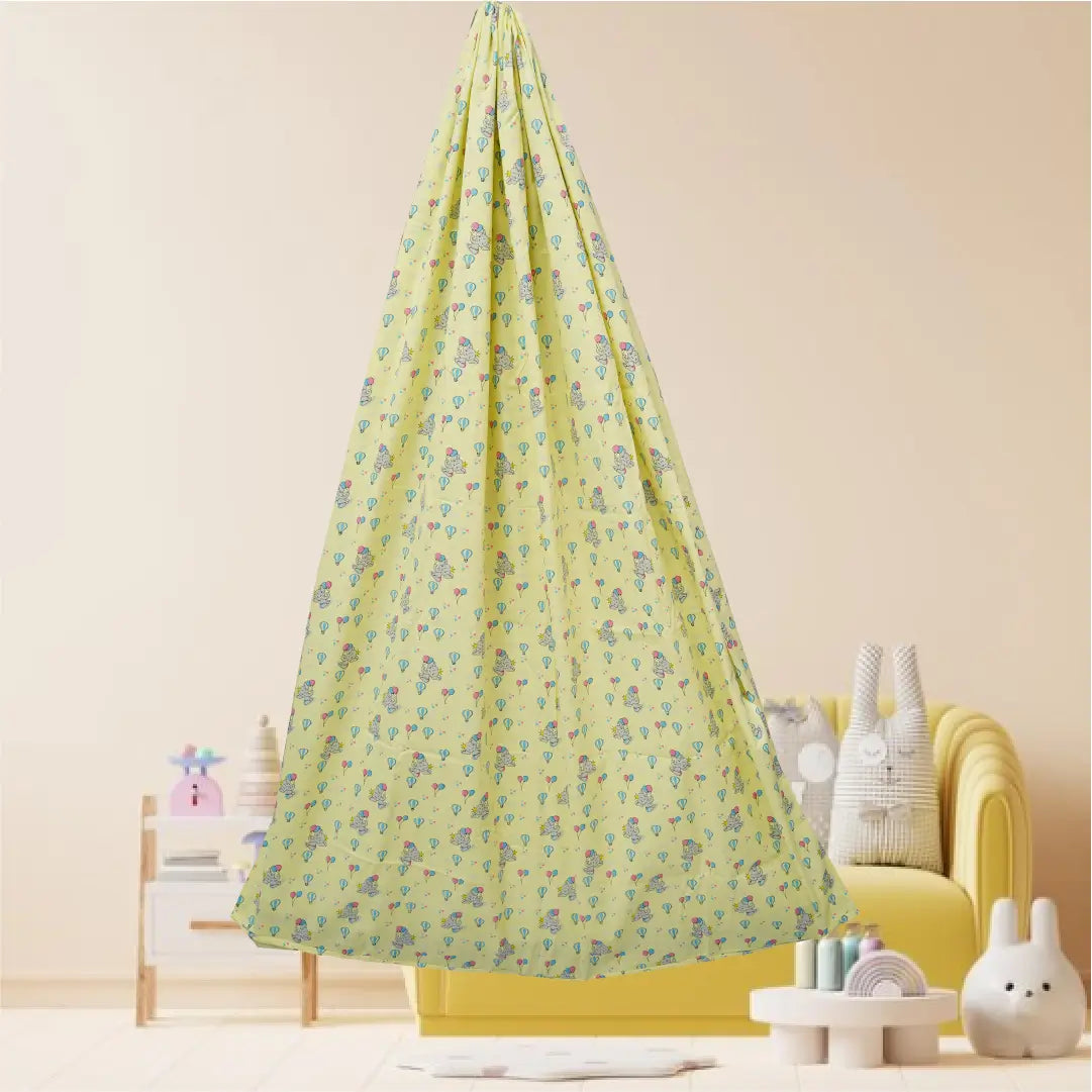 Yellow Baby Elephant Cradle with Net & Window Hanger Set