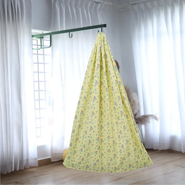 Yellow Baby Elephant Cradle with Window Hanger Set