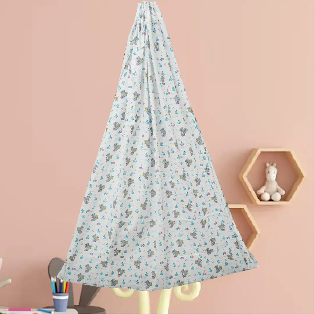 White Baby Elephant Cradle with Net & Wall Hanger Set