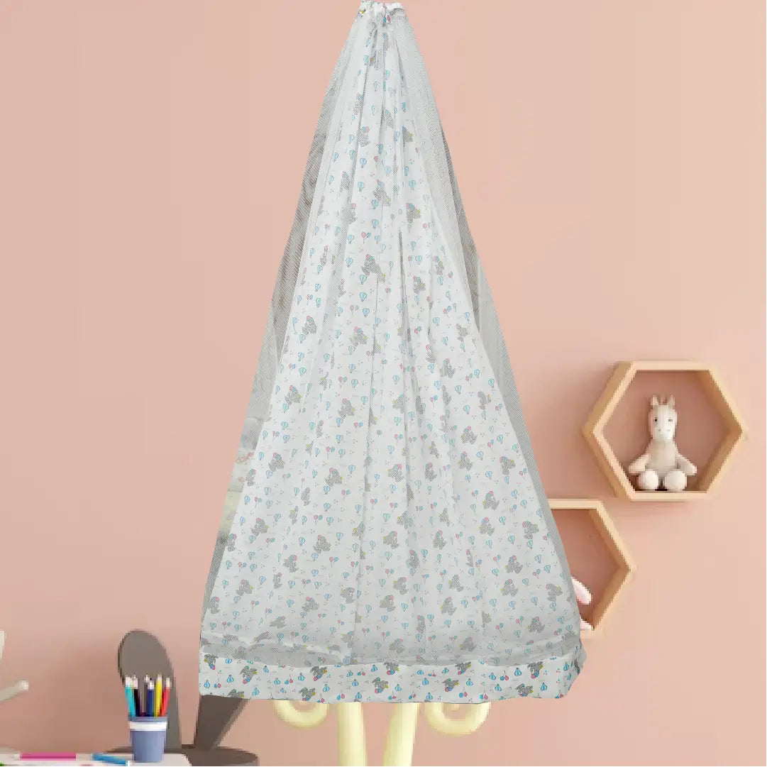 White Baby Elephant Cradle with Net & Window Hanger Set