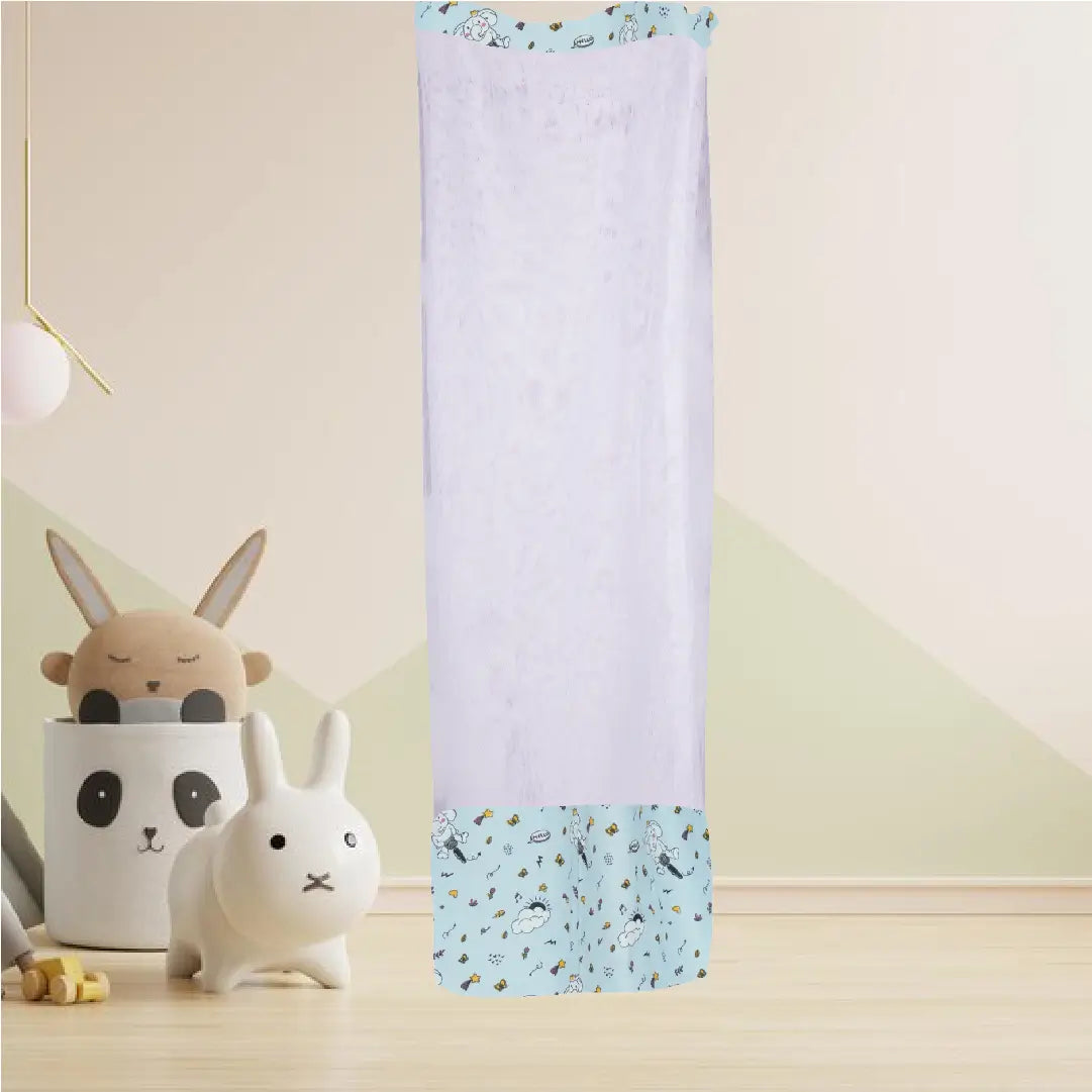 Safe Sleep Premium Cotton Cradle with Mosquito Net- Blue Elephant & Cloud