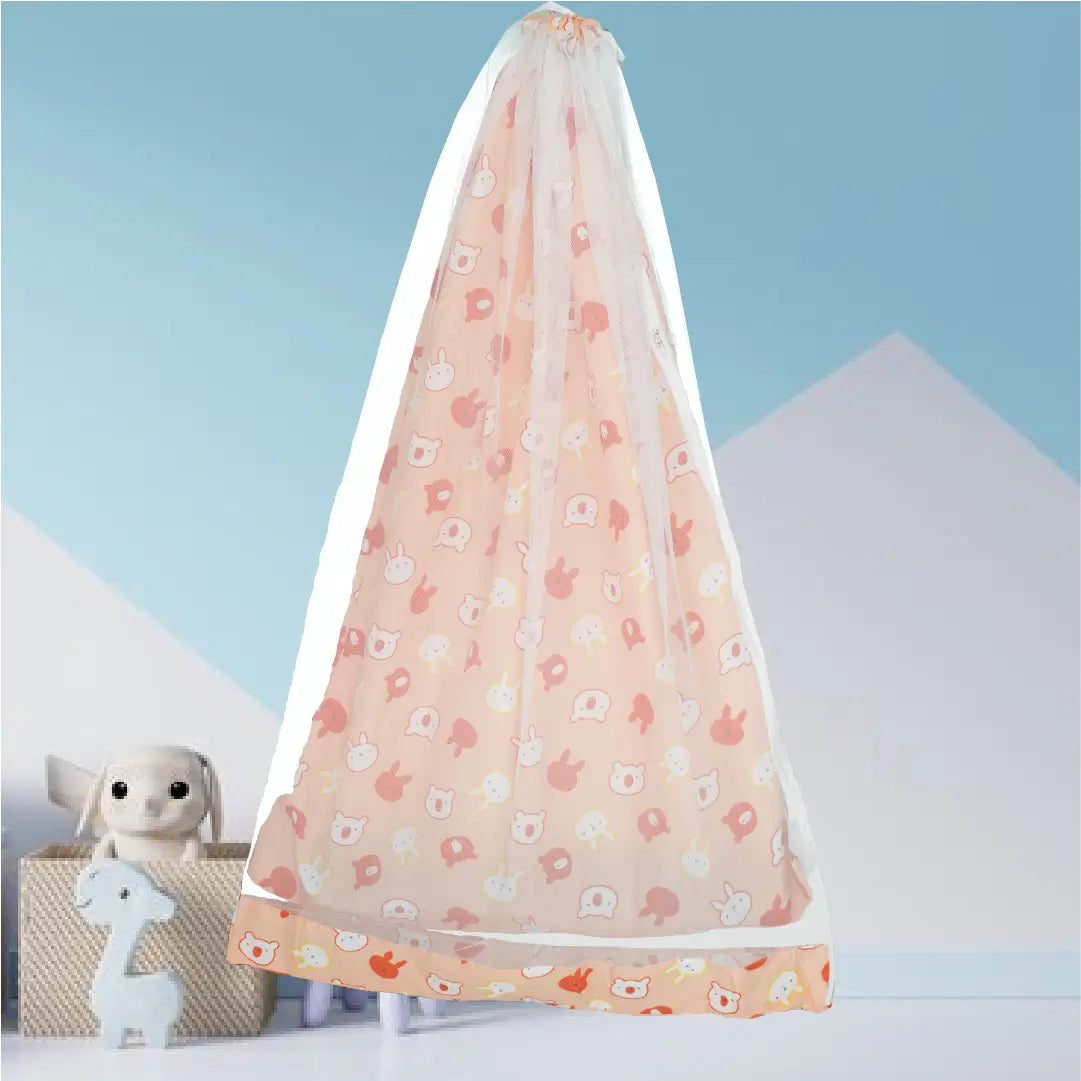 Peach Bunny Cradle with  Net & Wall Hanger Set