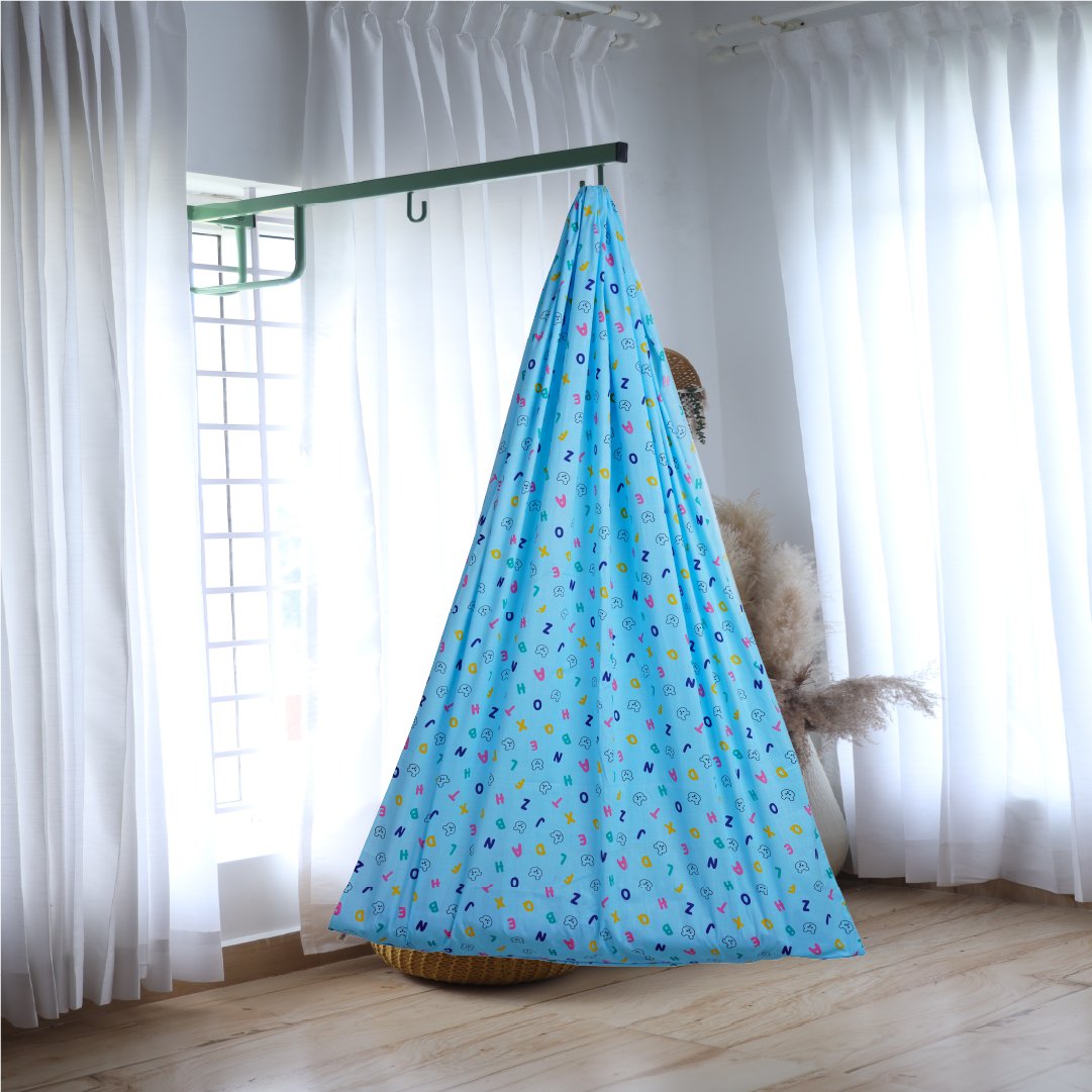 Blue Teddy & Alphabet Cradle with Window Hanger Set