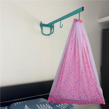 Pink Teddy & Alphabet Cradle with Net & Wall Hanger Set