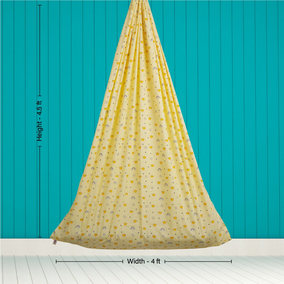 Safe Sleep Premium Cotton Cradle with Mosquito Net-Yellow Crown & Rainbow