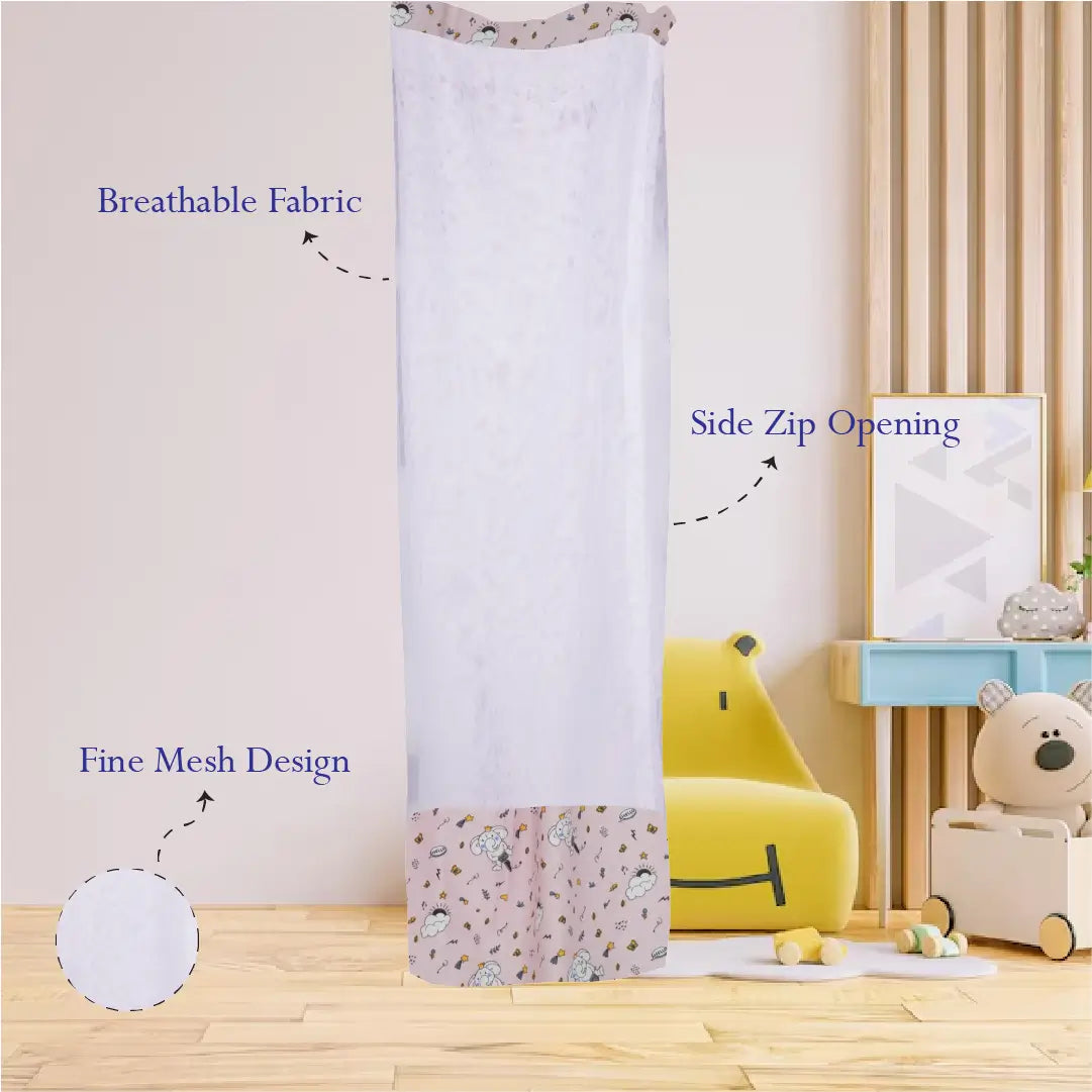 Pink Elephant with cloud Mosquito Net