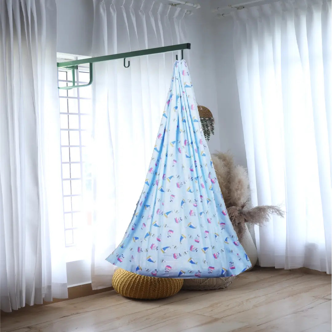 Blue Rabbit Cradle with Window Hanger Set