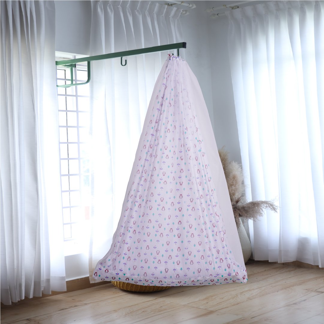 Pink Penguin & Umbrella Cradle with Net and Window Hanger Set