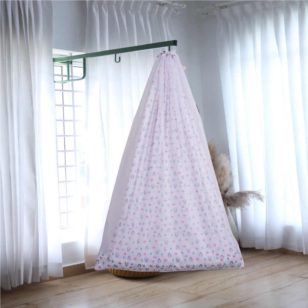 Blue Penguin & Umbrella Cradle with Net and Window Hanger Set