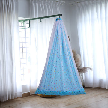 Blue Teddy & Alphabet  Cradle with Net and Window Hanger Set