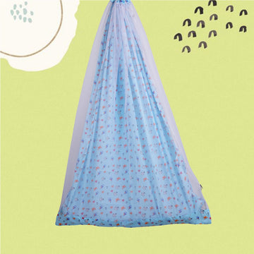 Safe Sleep Premium Cotton Cradle with Mosquito Net- Blue Sea