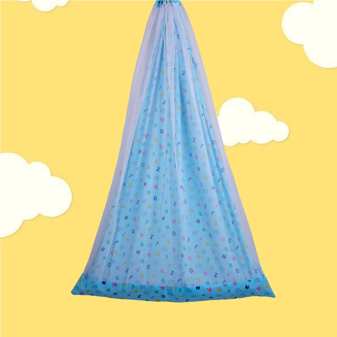 Blue Teddy & Alphabet  Cradle with Net and Window Hanger Set