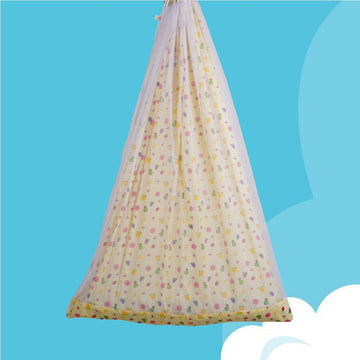 Safe Sleep Premium Cotton Cradle with Mosquito Net- Yellow Fruity