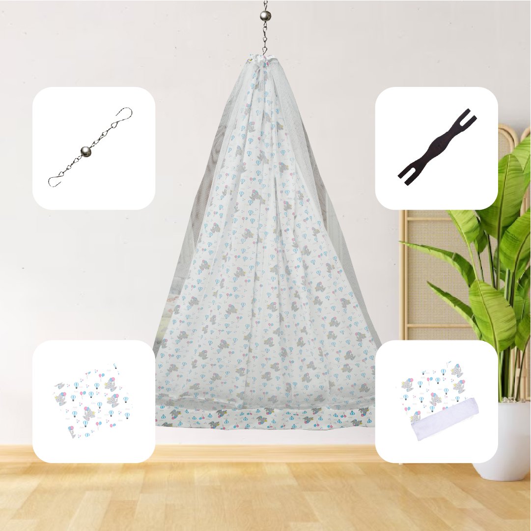 White Baby Elephant Cradle Set