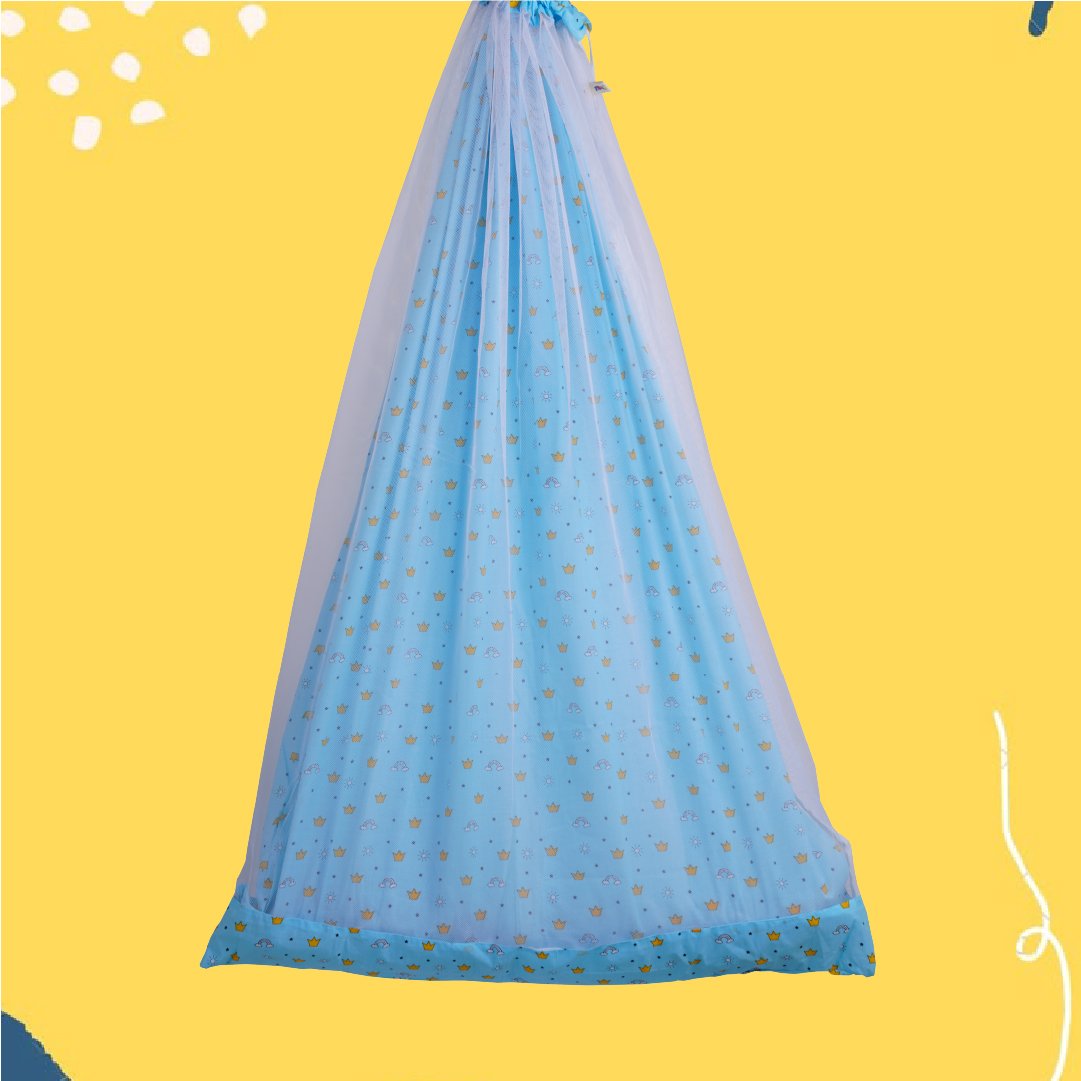 Blue Crown & Rainbow Cradle Set
