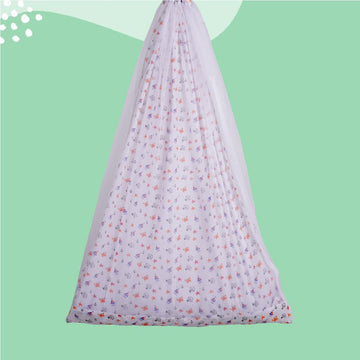 Safe Sleep Premium Cotton Cradle with Mosquito Net-White Sea