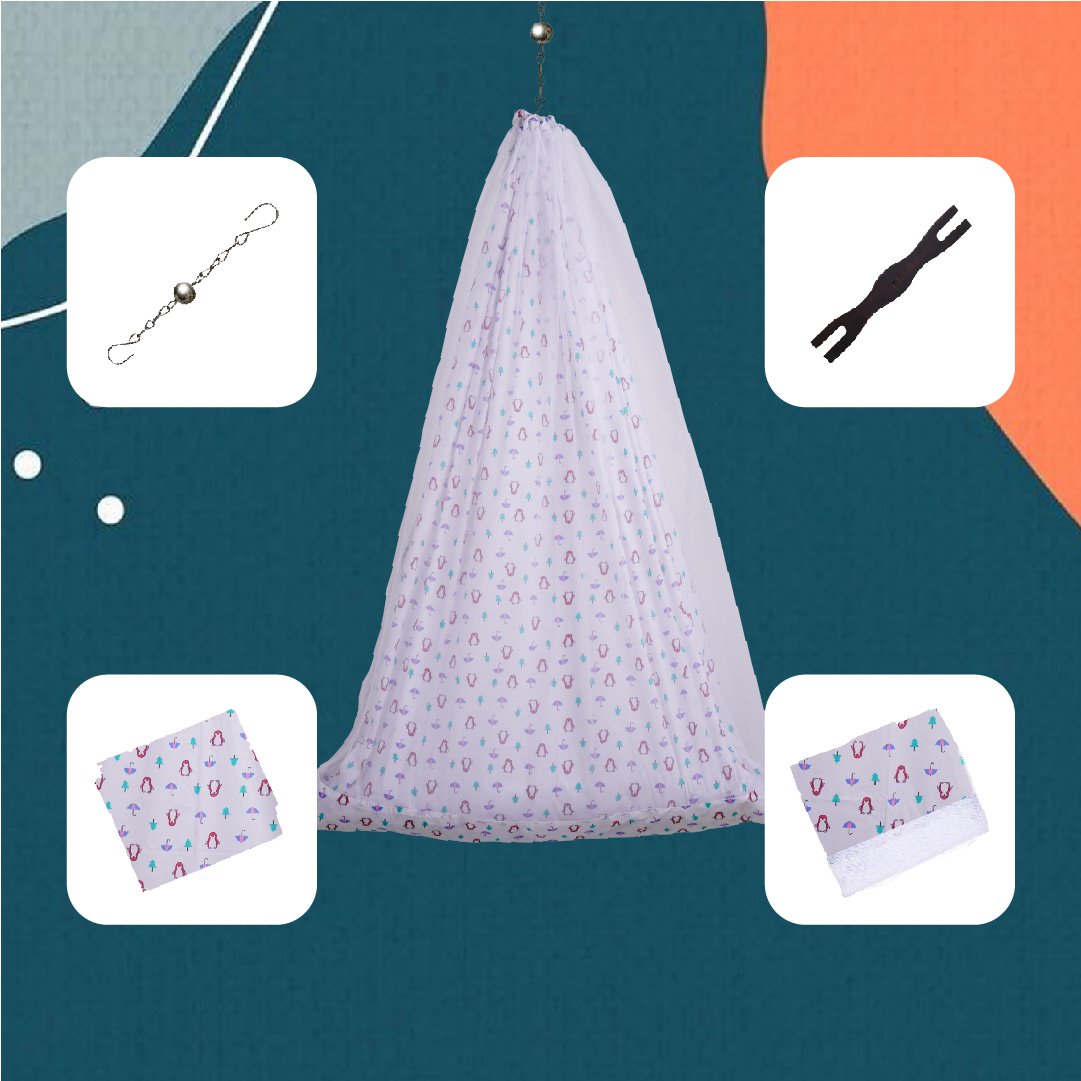 Pink Penguin & Umbrella  Cradle Set