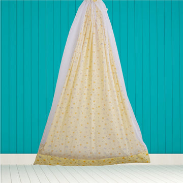 Safe Sleep Premium Cotton Cradle with Mosquito Net-Yellow Crown & Rainbow