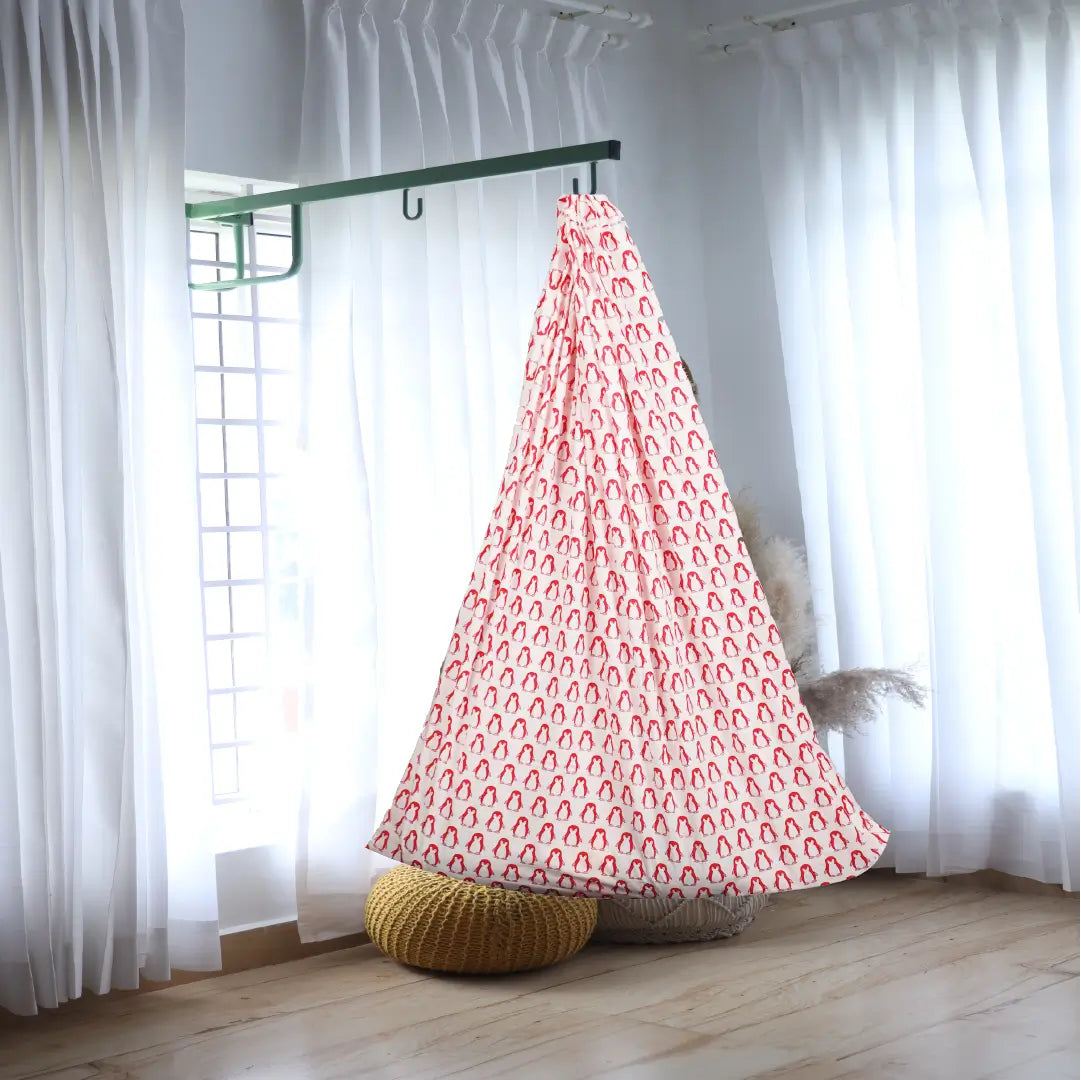 Pink Penguin Cradle with Window Hanger Set